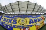 23 Lipiec 2011: Transparenty podczas spotkania. Pierwsza kolejka I Ligi 2011/2012 - Arka Gdynia v Warta Poznań. Stadion Miejski, Gdynia. Fot. Tomasz Żuber / GrFoto.org