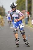 29 Sierpien 2009; Bieg rolkarzy ulicami miasta podczas I Maratonu Sierpniowego pod Honorowym Patronatem Lecha Walesy, który odbyl sie w Gdansku i byl ukoronowaniem obchodów dwudziestej dziewiatej rocznicy podpisania porozumien sierpniowych w Stoczni Gdanskiej. Plac Zebran Ludowych, Gdansk. Fot. Tomasz Zuber