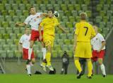 16 Październik 2011; Polska v Ukraina - Międzynarodowy mecz budowniczych infrastrukury do EURO 2012. Na murawie staneły naprzeciw siebie drużyny złożone z przedstawicieli firm budowlanych zaangażowanych w projekty infrastrukturalne związane z EURO 2012. PGE Arena Gdańsk. Fot. Tomasz Żuber / GrFoto.org