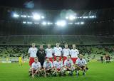 16 Październik 2011; Polska v Ukraina - Międzynarodowy mecz budowniczych infrastrukury do EURO 2012. Na murawie staneły naprzeciw siebie drużyny złożone z przedstawicieli firm budowlanych zaangażowanych w projekty infrastrukturalne związane z EURO 2012. PGE Arena Gdańsk. Fot. Tomasz Żuber / GrFoto.org