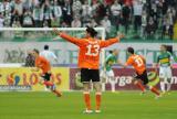 29 Maj 2011; Radość piłkarzy Zagłębia Lublin po strzale Arkadiusza Woźniaka. Trzydziesta kolejka Ekstraklasy 2010/2011 - Lechia Gdańsk v Zagłębie Lublin. Stadion Miejski, Gdańsk. Fot. Tomasz Żuber / GrFoto.org *** Local Caption *** 29 May 2011; Thanks and congratulations from team mates for Arkadiusz Woźniak, Zagłębie Lublin, after he score the goal. Ekstraklasa 2010/2011, Round  30 - Lechia Gdańsk v Zagłębie Lublin. City Stadium of Traugutta, Gdansk. Picture credit: Tomasz Żuber / GrFoto.org