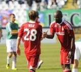 8 Maj 2011; Cezary Wilk i Osman Chavez, Wisła Kraków. Dwudziesta piąta kolejka Ekstraklasy 2010/2011 - Lechia Gdańsk v Wisła Kraków. Stadion Miejski, Gdańsk. Fot. Tomasz Żuber / GrFoto.org *** Local Caption *** 8 May 2011; Cezary Wilk and Osman Chavez, Wisła Kraków. Ekstraklasa 2010/2011, Round 25 - Lechia Gdańsk v Wisła Kraków. City Stadium of Traugutta, Gdansk. Picture credit: Tomasz Żuber / GrFoto.org