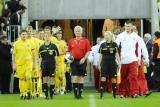 16 Październik 2011; Polska v Ukraina - Międzynarodowy mecz budowniczych infrastrukury do EURO 2012. Na murawie staneły naprzeciw siebie drużyny złożone z przedstawicieli firm budowlanych zaangażowanych w projekty infrastrukturalne związane z EURO 2012. PGE Arena Gdańsk. Fot. Tomasz Żuber / GrFoto.org