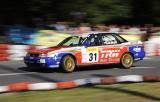 9 Lipiec 2011; Wojciech Koczeski, w Subaru Legacy, podczas piątej rundy Górskich Samochodowych Mistrzostw Polski - LOTOS Grand Prix Sopot 2011. Fot. Tomasz Żuber / GrFoto.org