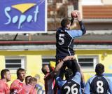 9 Kwiecień 2011; MKS Ogniwo Sopot v KS Posnania Poznań - jedenasta kolejka Ekstraligi rugby 2010/2011. Stadion MKS Ogniwo, Sopot. Fot. Tomasz Żuber / GrFoto.org 
