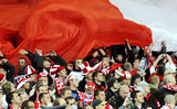 19 Listopad 2008; Polscy kibice podczas meczu Irlandia v Polska - Miedzynarodowy Mecz Towarzyski, Croke Park, Dublin, Irlandia. Fot. Tomasz Zuber / GrFoto.org *** Local Caption *** 19 November 2008; International friendly - Republic of Ireland v Poland. Croke Park, Dublin, Ireland. Picture credit: Tomasz Zuber / GrFoto.org