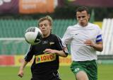 2 Lipca 2011; Łukasz Kacprzycki, Lechia Gdańsk przeciwko zawodnikowi Olimpia Grudziądz. Pierwszy sparing po powrocie ze zgrupowania do Gdańska - Lechia Gdańsk v Olimpia Grudziądz. Stadion Miejski, Gdańsk. Fot. Tomasz Żuber / GrFoto.org  *** Local Caption *** 2 july 2011; Łukasz Kacprzycki, Lechia Gdańsk. First sparing after the team come back to Gdańsk from being away - Lechia Gdańsk v Olimpia Grudziądz. City Stadium of Traugutta, Gdansk. Picture credit: Tomasz Żuber / GrFoto.org