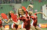 9 Czerwiec 2011; Występ cheerleaderek przed rozpoczęciem spotkania. Międzynarodowy mecz towarzyski w ramach przygotowań do Euro 2012 - Polska v Francja. Stadion Legii Warszawa. Fot. Tomasz Żuber / GrFoto.org *** Local Caption *** 9 June 2011; Cheerleaders entertaining the crowd during the first half break.
International friendly match - Poland v France. Stadium Legii Warszawa. Picture credit: Tomasz Żuber / GrFoto.org