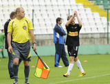 2 Lipca 2011; Łukasz Kacprzycki, Lechia Gdańsk podczas spotkania. Pierwszy sparing po powrocie ze zgrupowania do Gdańska - Lechia Gdańsk v Olimpia Grudziądz. Stadion Miejski, Gdańsk. Fot. Tomasz Żuber / GrFoto.org  *** Local Caption *** 2 july 2011; Łukasz Kacprzycki, Lechia Gdańsk. First sparing after the team come back to Gdańsk from being away - Lechia Gdańsk v Olimpia Grudziądz. City Stadium of Traugutta, Gdansk. Picture credit: Tomasz Żuber / GrFoto.org