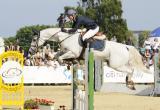 12 Czerwiec 2011; Canthara, w siodle Viveca Lundback, Szwecja, podczas międzynarodowych zawodów jeździeckich w skokach przez przeszkody. Grand Prix Sopotu o Puchar NDI S.A. i nagrodę Prezydenta RP Bronisława Komorowskiego. Konkurs kwalifikacyjny do Olimpiady 2012 i ME seniorów 2011. Hipodrom, Sopot. Fot. Tomasz Żuber / GrFoto.org