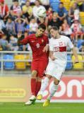 10 Wrzesień 2012; Łukasz Tymiński, Polska i Rui Fonte, Portugalia. Eliminacje Mistrzostw Europy - Polska v Portugalia. Stadion Miejski w Gdyni. Fot. Tomasz Żuber / GrFoto.org *** Local Caption *** 10 September 2012; Lukasz Tyminski, Poland and Rui Fonte, Portugal. U21 Poland v Portugal. Municipal Stadium, Gdynia. Picture credit: Tomasz Zuber / GrFoto.org