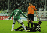 2 Grudzień 2011; Abdou Razack Traore, Lechia Gdańsk i Maciej Sadlok, Polonia Warszawa. Szesnasta kolejka T-Mobile Ekstraklasa 2011/2012 - Lechia Gdańsk v Polonia Warszawa. PGE Arena Gdańsk. Fot. Tomasz Żuber / GrFoto.org  *** Local Caption *** 2 December 2011; Abdou Razack Traore, Lechia Gdańsk and Maciej Sadlok, Polonia Warszawa. T-Mobile Ekstraklasa 2011/2012, Round 16 - Lechia Gdańsk v Polonia Warszawa. PGE Arena Gdańsk. Picture credit: Tomasz Żuber / GrFoto.org